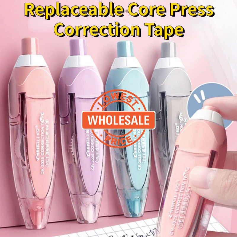 [Grosir] Alat Tulis Koreksi High Beauty Siswa/ Replaceable Core Press Correction Tape/ Pita Bolak Balik Kapasitas Besar/ Pita Koreksi Error Tulisan Kantor Portable/
