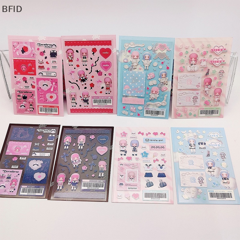 [BFID] 2pcs Korean Ins Cute Modeling Girl Sticker Scrapbooking Diy Album Dekorasi Stiker Aesthetic Personalized Kawaii Stationery [ID]