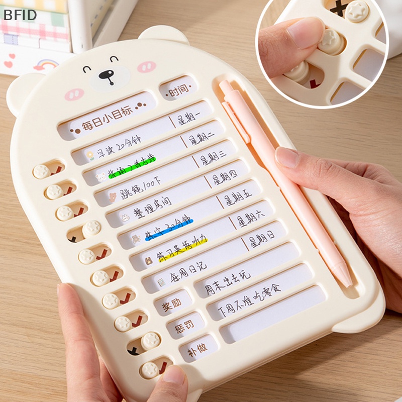 [BFID] Adjustable Beruang Lucu Memo Checklist Board Disiplin Diri Anak-Anak Punch Card Hiasan Dinding Reusable Checklist Jadwal Liburan Memo Board Manajemen Waktu [ID]