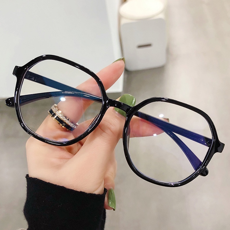 RADEYA Kacamata Terbaru Frame Bentuk Segi Enam Lensa Blue Light Anti Radiasi Korean Style-HITAM