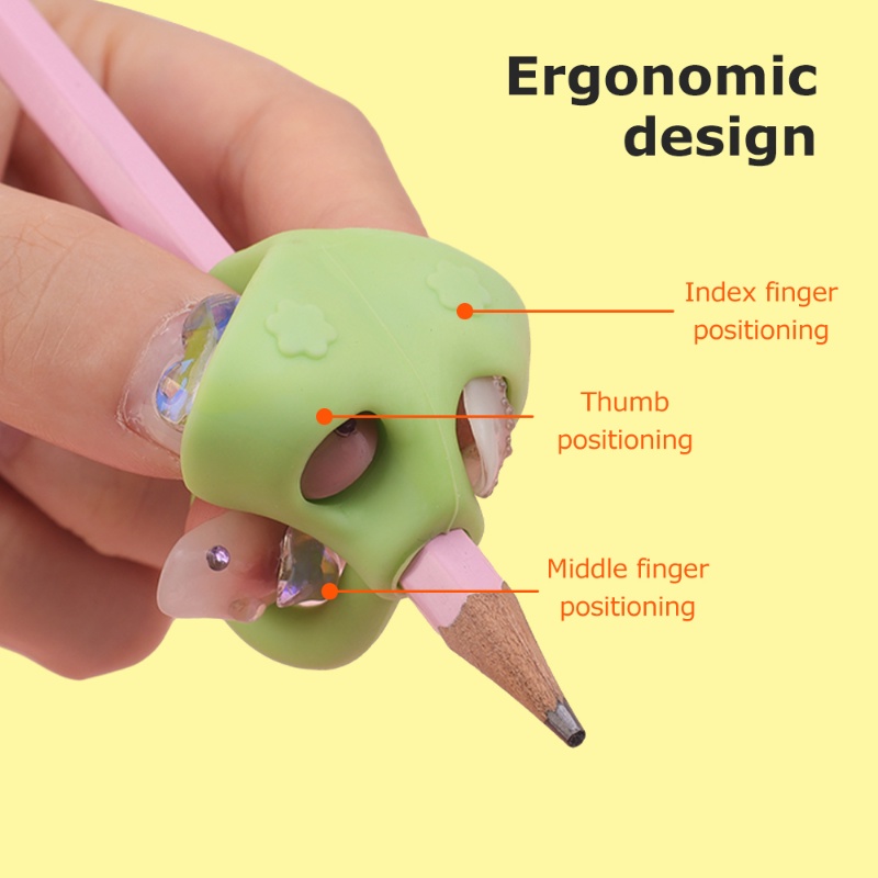 3pcs Pen Holder Pensil Tulis Anak Tiga Jari/Silikon Lembut Siswa Memegang Perangkat Korek Postur/Alat Bantu Belajar Menulis Anak-Anak Grip/Perlengkapan Alat Tulis Sekolah