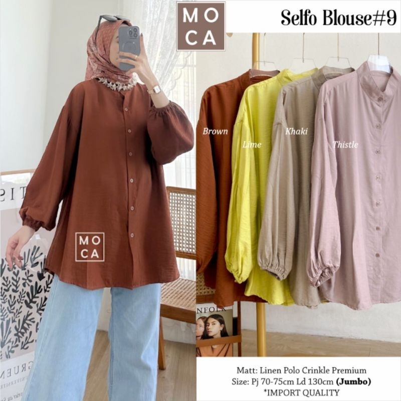 SELFO BLOUSE #9 Jumbo ORI MOCA | Ld130 Linen Polo Crinkle Premium