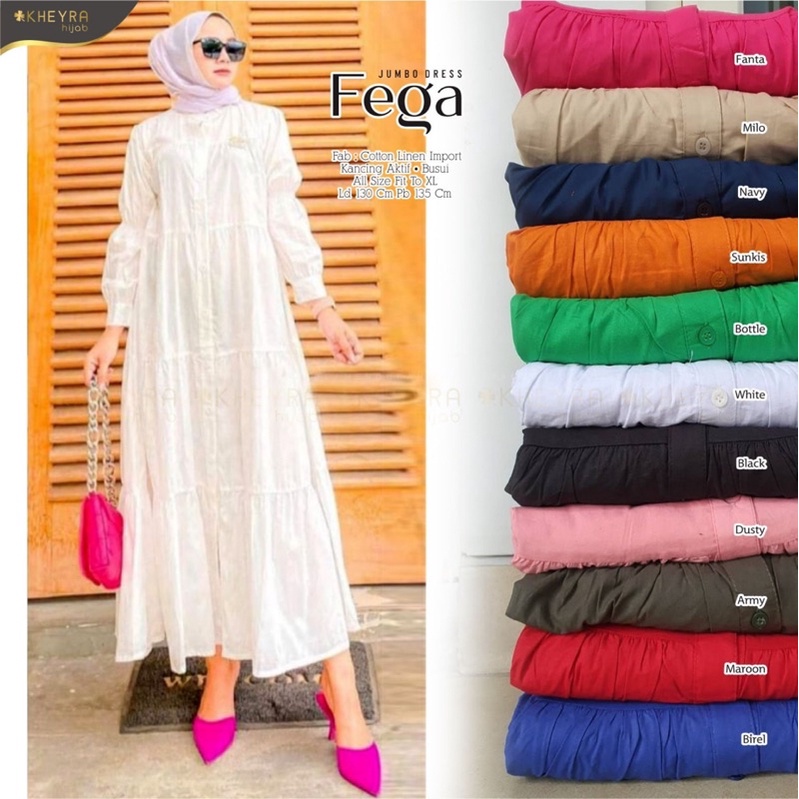 FEGA JUMBO DRESS ORI KHEYRA | Ld130 Cotton Linen Import