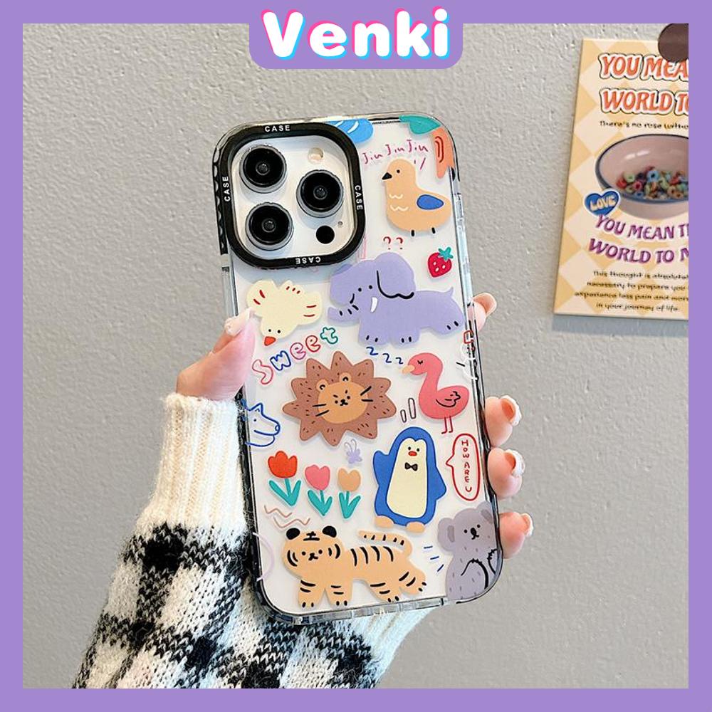 Venki - Case iPhone 11 iPhone Case Soft Case Clear Case Tebal Tahan Guncangan Bingkai Kamera Hewan Lucu Singa Kompatibel dengan iPhone 14 Pro Max 13 Pro Max 12 Pro Max 11 Pro Max XR XS 7Plus