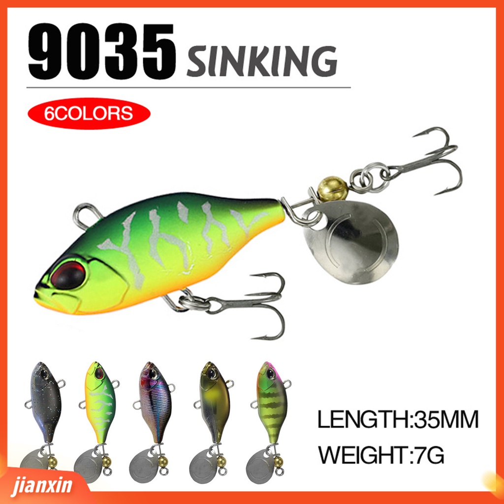 (In Stock) 35mm/7g Tenggelam Bionic Umpan Berduri Logam Treble Hook VIB Umpan Memancing Aksesori