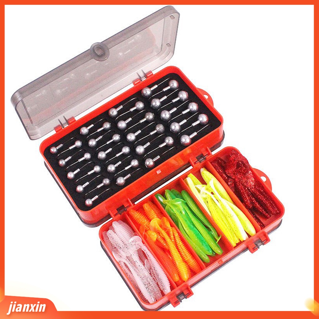 (In Stock) 1kotak 127g Set Umpan Lembut Dengan Cepat Mengumpulkan Ikan Tajam Kait Simulasi Angling ABS Fishing Tackle Box Engkol Kepala Hook Set Alat Ikan
