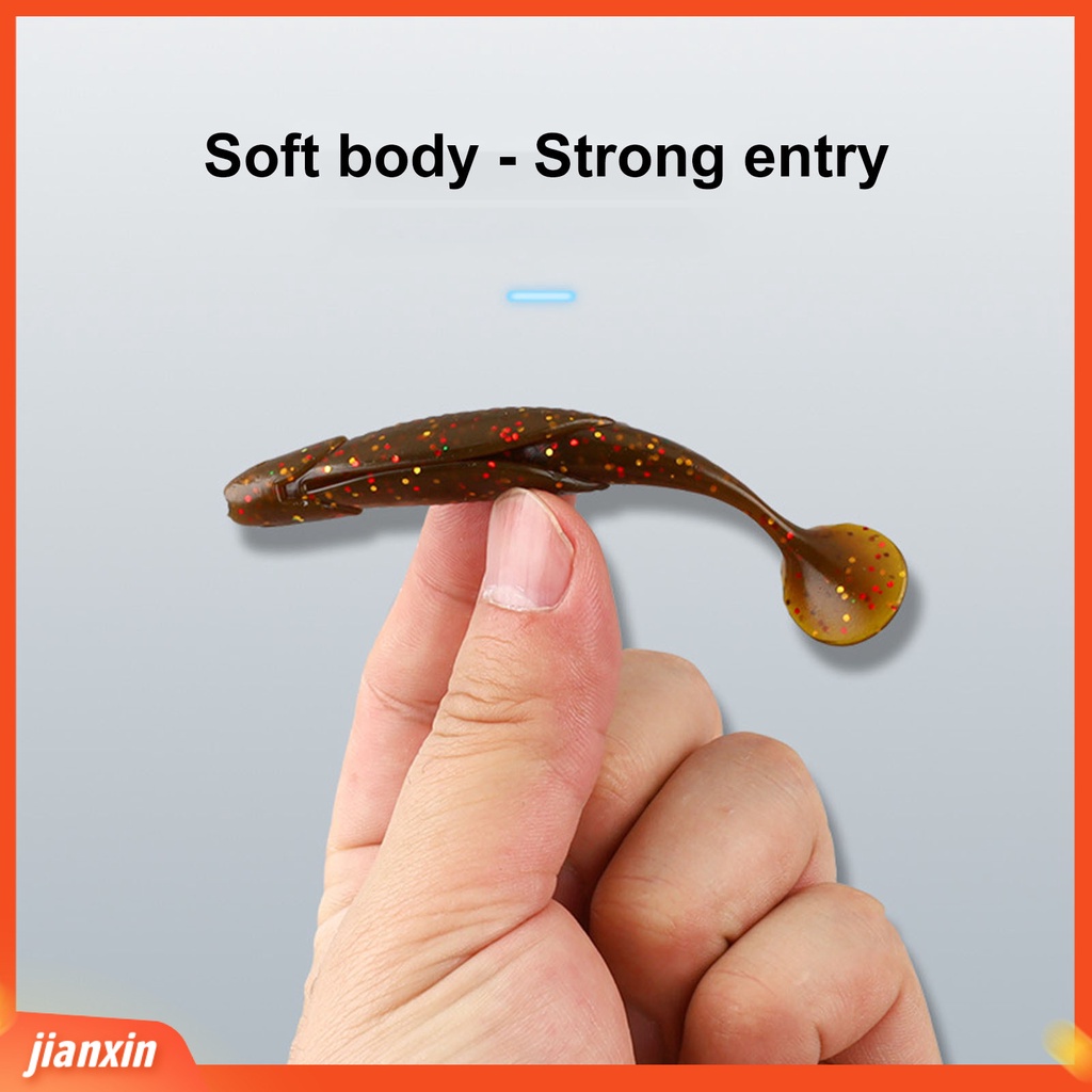 (In Stock) 10Pcs 9.5cm Umpan Pancing Realistis 3D Mata Reflektif Payet T Ekor Swimbait Buatan Umpan Lembut Memancing Luar Ruangan