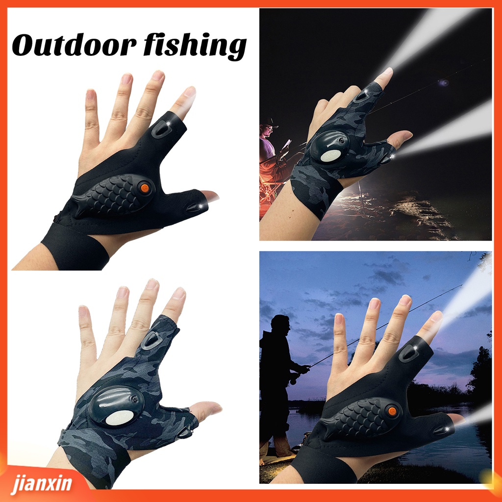 (In Stock) 1Pc Malam Memancing Bercahaya Sarung Tangan Senter Isi Ulang Setengah Jari Sarung Tangan Berkemah Luar Ruangan Lari Perbaikan Mobil LED Sarung Tangan Pria Aksesoris