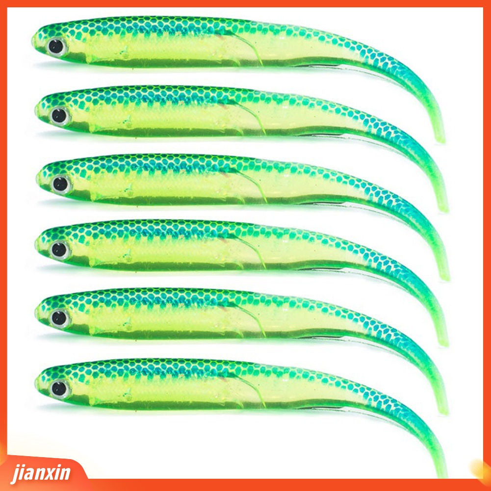 (In Stock) 6Pcs /Set Multicolor 10cm Soft Lure Fish Jig Kepala Umpan Pancing Tackle Tools