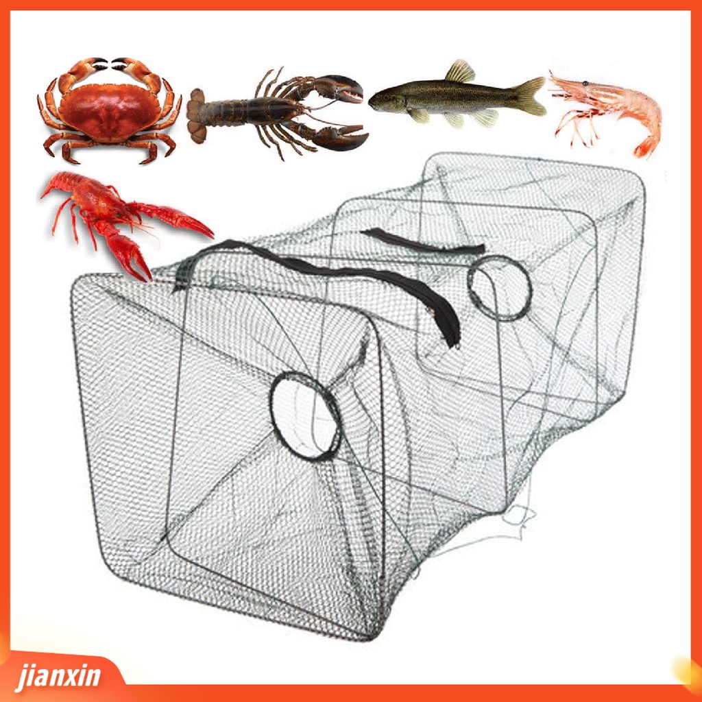 (In Stock) Perangkap Ikan Kandang Pancing Persegi Lipat Nilon Anti-Korosi Universal Untuk Angling