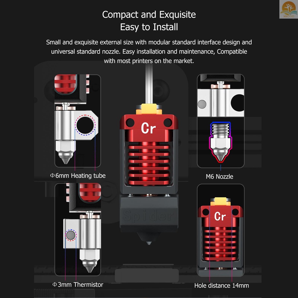 In Stock CREALITY Spider High-temperature Hotend Fast Heating Dissipation Untuk Printer 3D Ender-3 Pro/Ender-3/Ender-3 V2/Ender-5/Ender-2/CR-10 S5/CR-10 /CR-20 Pro Support PLA ABS PE