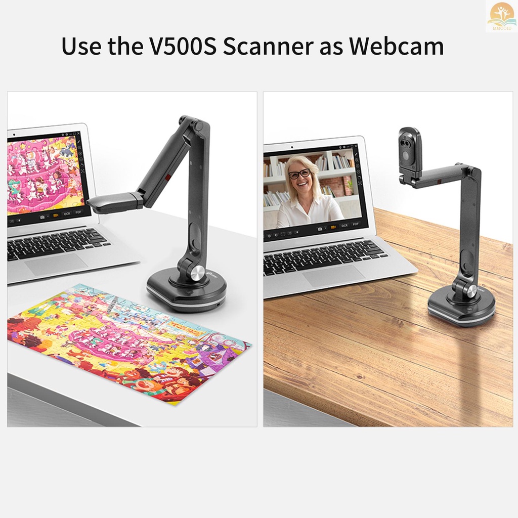 In Stock JOYUSING V500S USB 2-in-1 Document Camera &amp; Book Scanner Webcam Dengan Auto Focus 8mega-pixel High-Definition Max. Lampu LED Ukuran Scanning A3 Kompatibel Dengan Mac Windows Ch