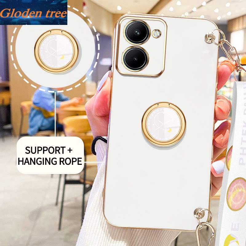 Gloden tree Phone Case Untuk OPPO Realme C33 Realme C55 Original Casing Dengan Watch Standand Lanyard