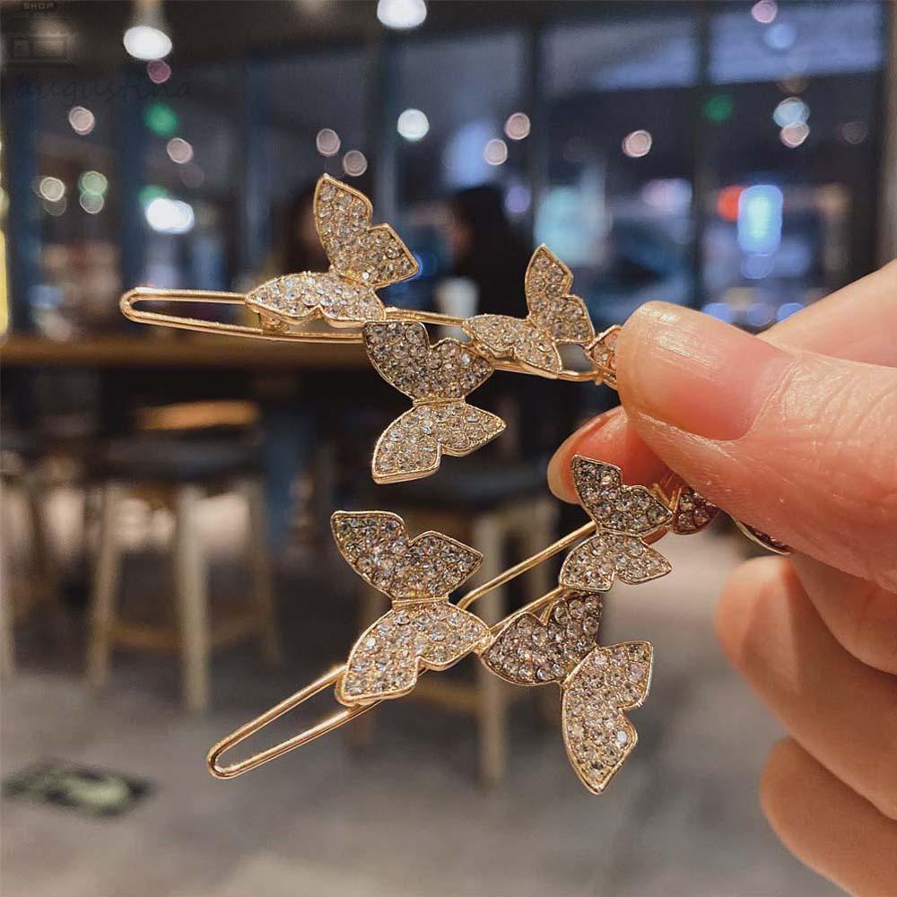 AUGUSTINA Aksesoris Rambut Kupu-Kupu Temperamen Korea Berlian Imitasi Kristal Rambut Hoop