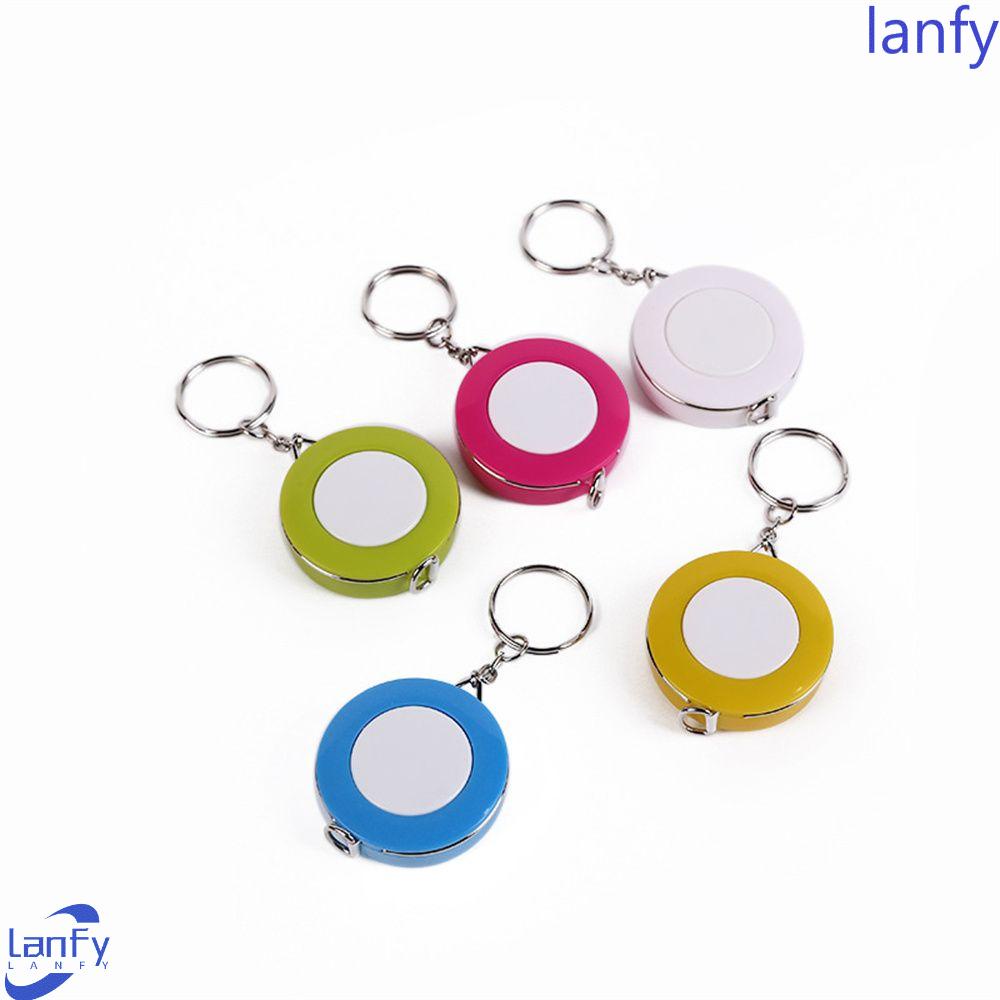 LANFY Ukur Gantungan Kunci Portable Kreatif Ukuran Pakaian Tape Keys Holder Candy Color Aksesoris Jahit KeyRings