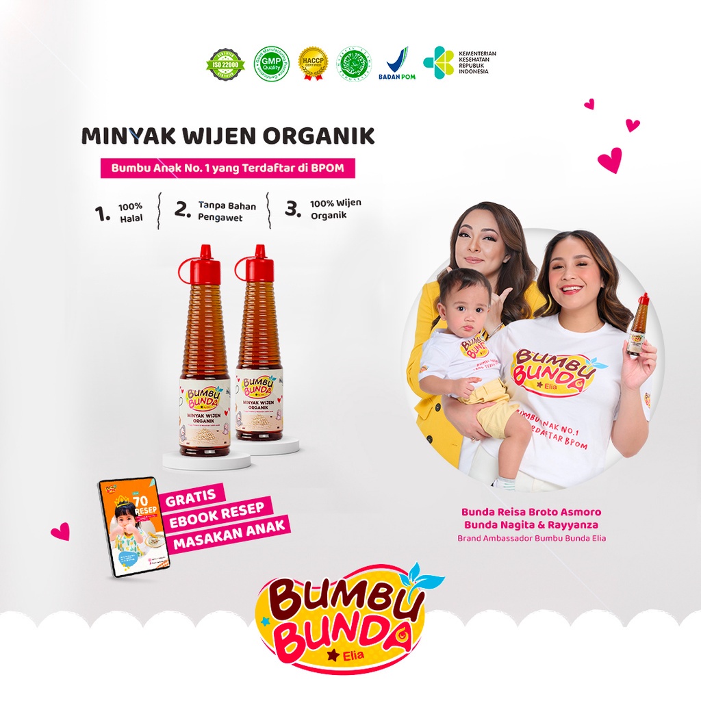 

Bumbu Bunda Elia Minyak Wijen Non MSG / Minyak MPASI / BB Booster MPASI / Lemak MPASI / Lemak Bayi / Minyak Wijen Halal COD MURAH PEKANBARU