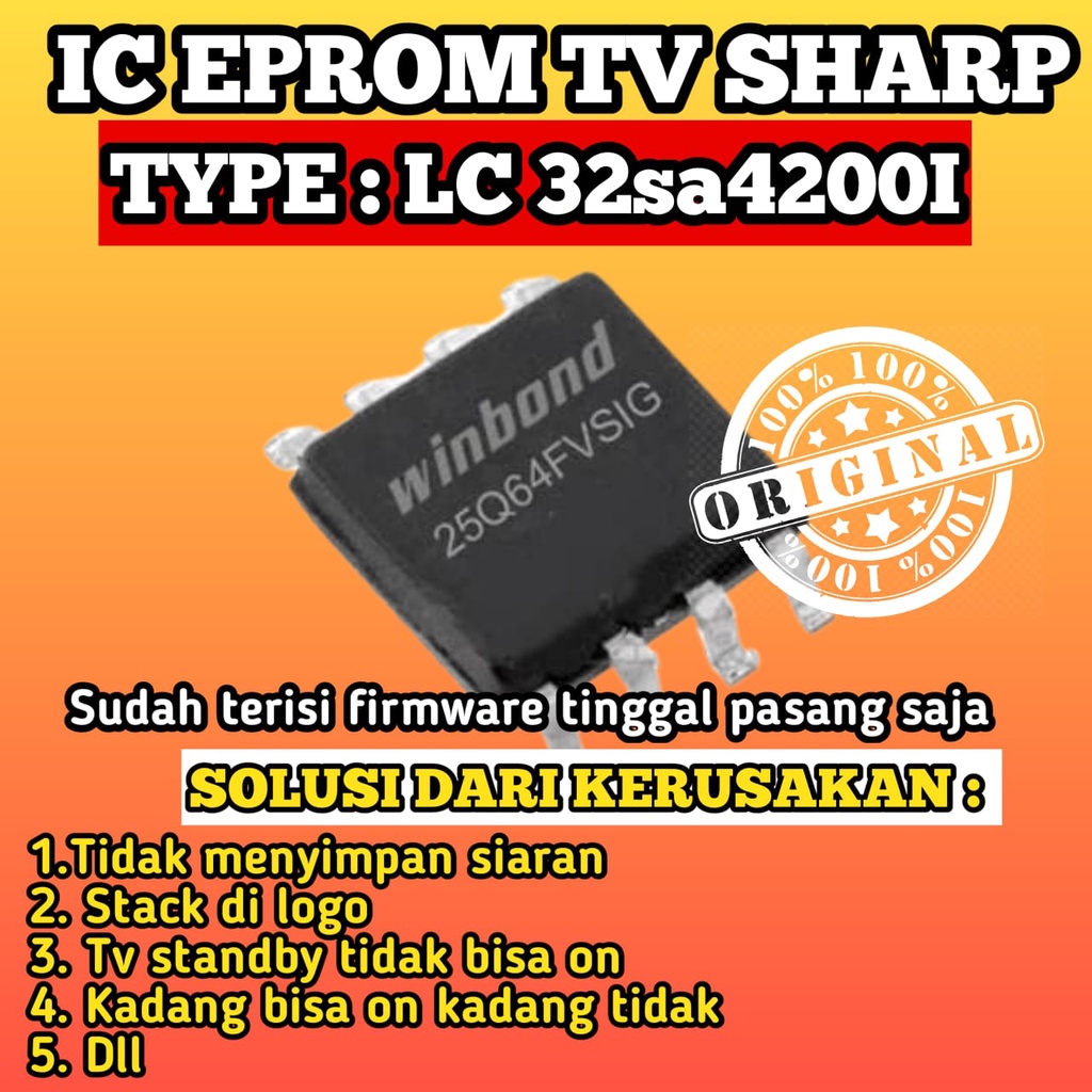 ic eprom tv led sharp LC 32SA4200I siap pakai