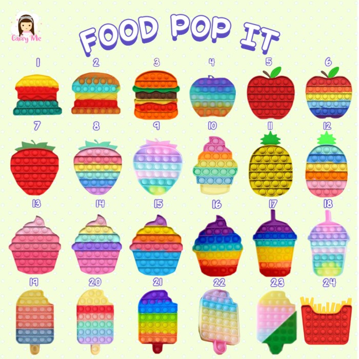 Fidget Pop It Ice Cream Nanas Tiktok Sensory Toys Mainan