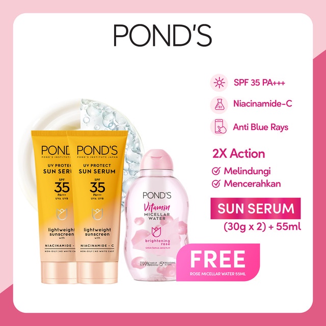 Buy 2 Pond's UV Protect Sun Serum SPF35 30g Free Rose Micellar Water 55ml