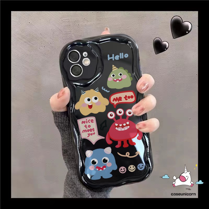Kartun Little Monster Phone Case Untuk Infinix Smart 6Plus 5 6 7 Hot20 11 12 9 10 30 8 Mainkan Panas8 30i 9 10Lite Note 12 G96 12 4G Kreatif Lucu Badut Lembut 3D Bergelombang Melengkung Penutup Tepi