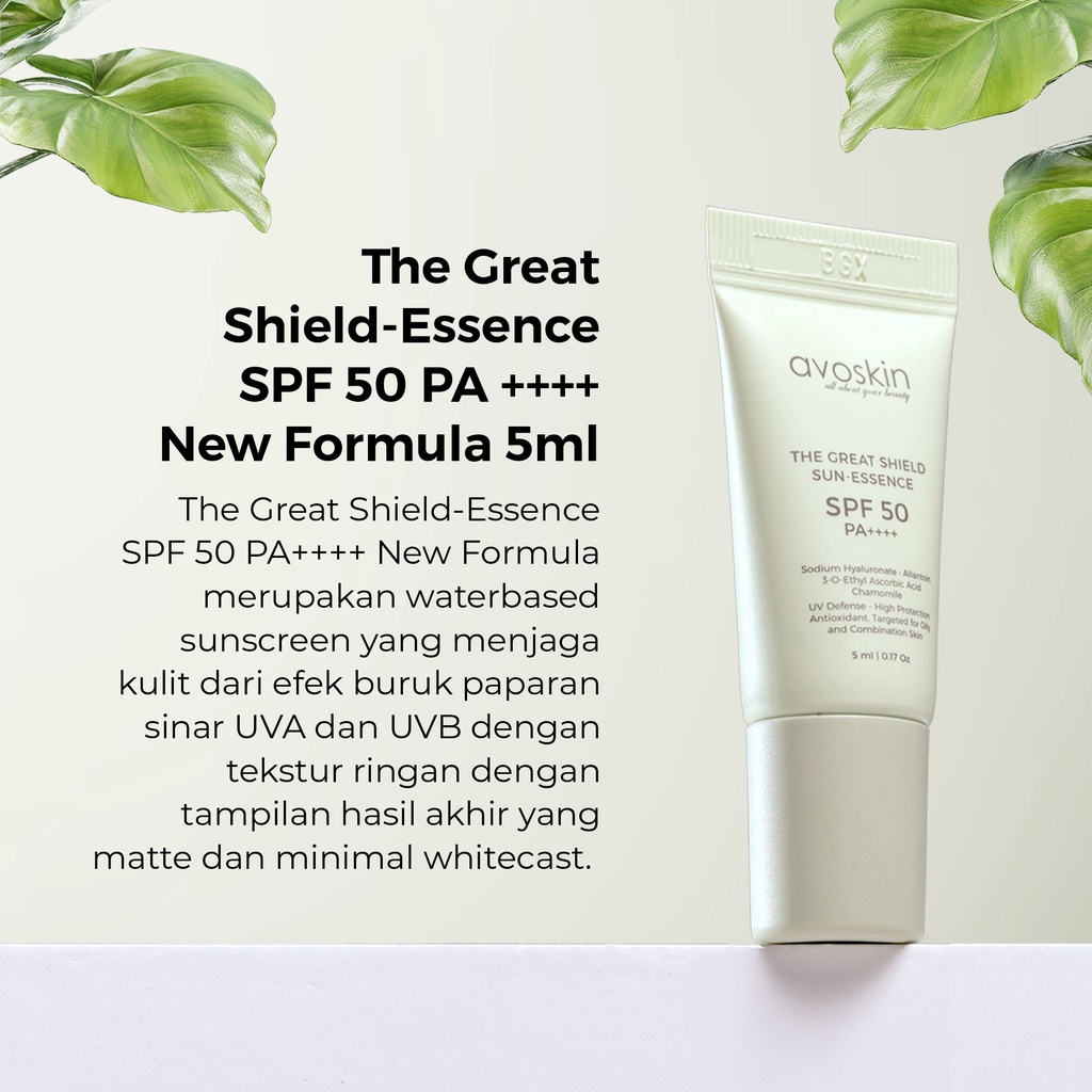 Sunscreen Avoskin The Great Shield SPF 50 PA++++ 5ml - Kulit Berminyak