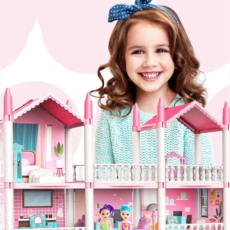 Mainan Doll House Princess Castle Besar 11 House Rumah Rumahan Anak Perempuan Lengkap Perabot Rumah Dengan Lampu