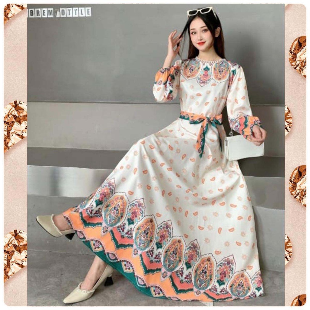 DRESS WANITA MAXI ESTILO CREAM FLORENCE IMPORT BKK BANGKOK