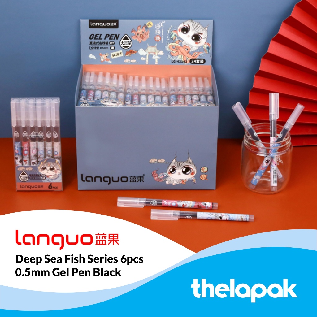 

Pulpen Gel 0.5mm Set 6pcs Languo Deep Sea Fish Series Pen Tinta Hitam