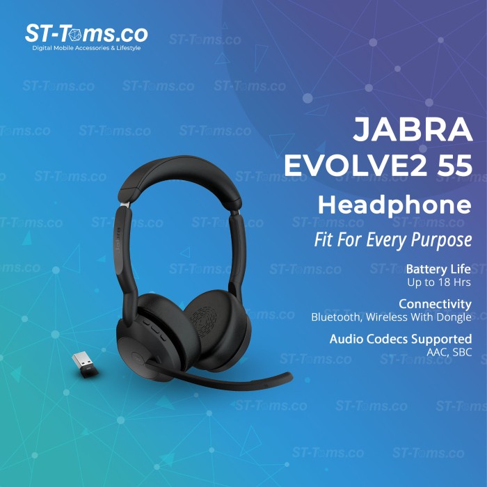 Jabra Evolve2 55 Stereo Bluetooth Connectivity with ANC Headphone