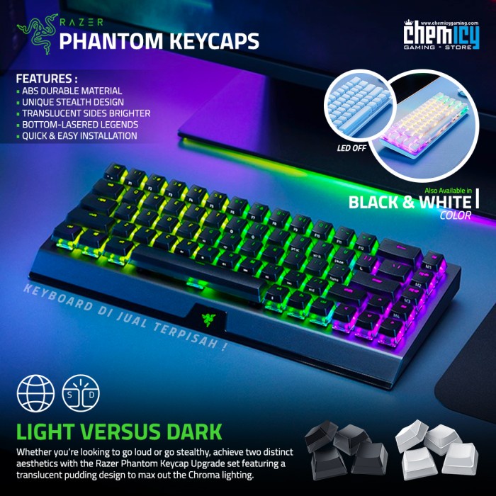 Razer Phantom Keycaps Upgrade Set 128-Key for Mechanical Keyboard - Putih