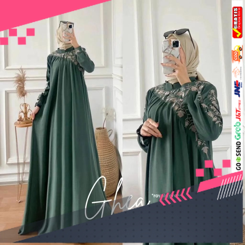 BAJU GAMIS MODEL BARU TERMURAH STYLE TRENDY /GAMIS TERBARU GHEA DRESS CB BAHAN KAIN CRINKLE AIRFLOW 