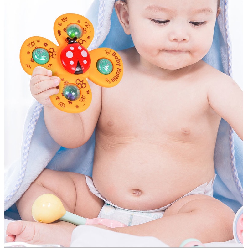 Mainan Sedot Untuk Bayi, Suction Cup Spinner Toy, 3buah Mainan Mandi Bayi Kartun Hewan Spinning Top Mainan Anak Perempuan Laki-Laki