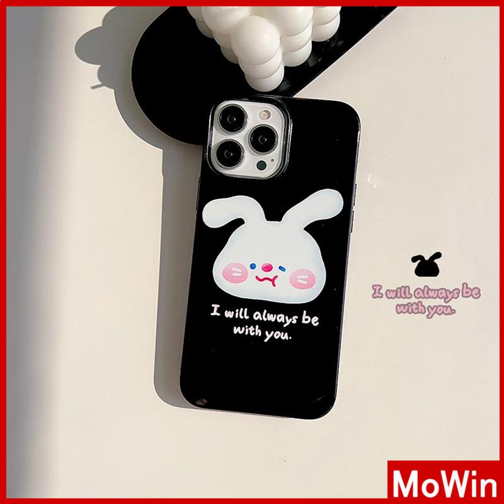 For iPhone 14 Pro Max iPhone Case Black Glossy TPU Soft Case Shockproof Protection Camera Cute Bunny Compatible with iPhone 13 Pro max 12 Pro Max 11 xr xs max 7Plus 8Plus