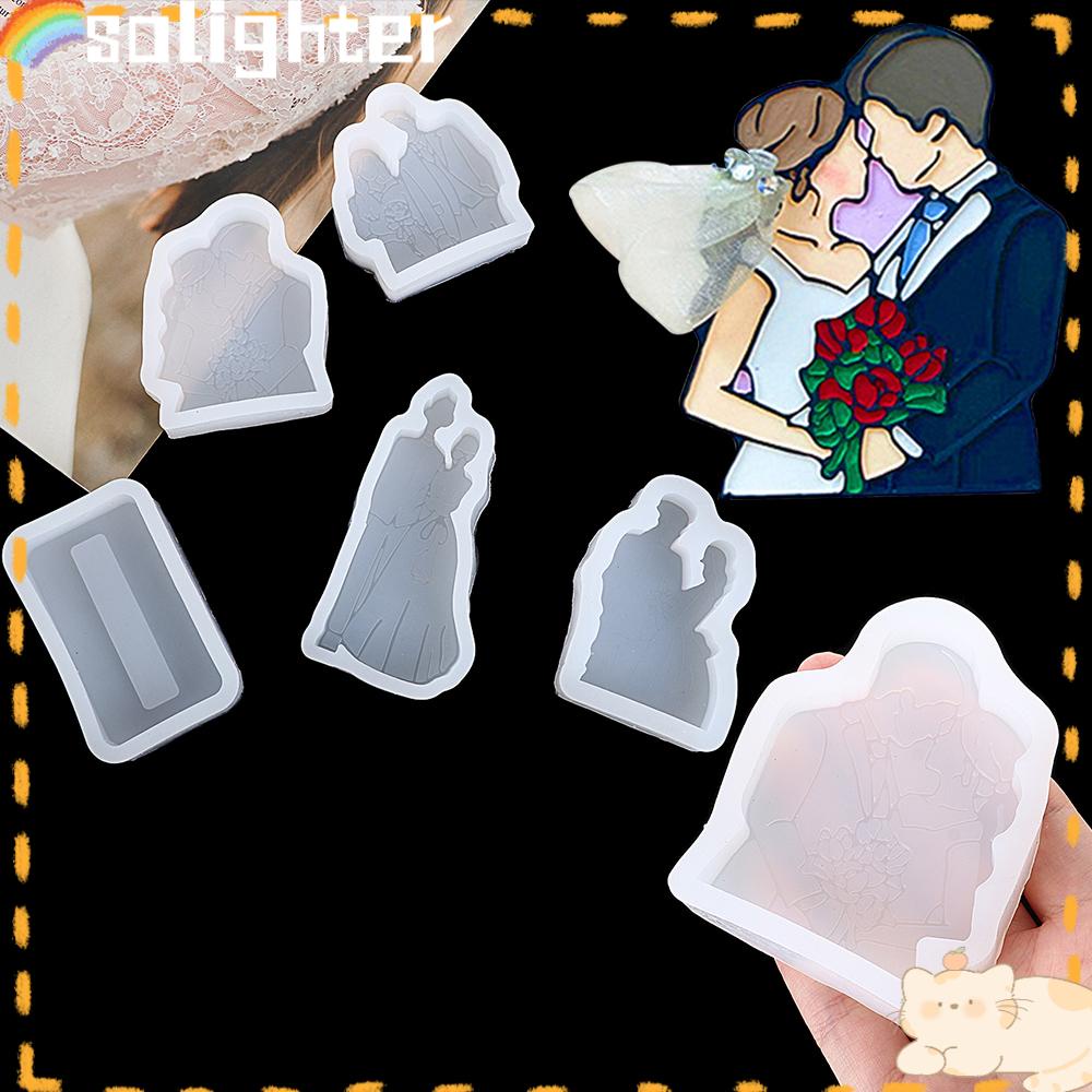 Solighter Foto Pernikahan Cetakan Resin Silikon Alat Membuat Perhiasan DIY Art Coaster Silicone Mould