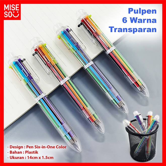 

Pulpen 6 Warna Pen Six-in-One Color Transparan Pena Ballpont ℳ 237
