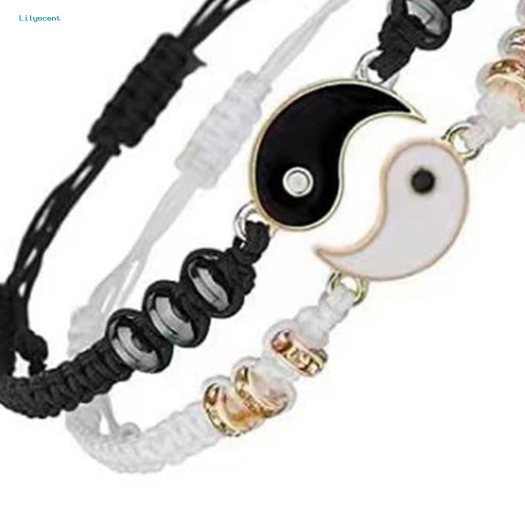 Lilyscent 2Pcs Pria Wanita Unisex Gelang Untuk Pakaian Sehari-Hari Tai Chi Rhinestones Bracelets All Match