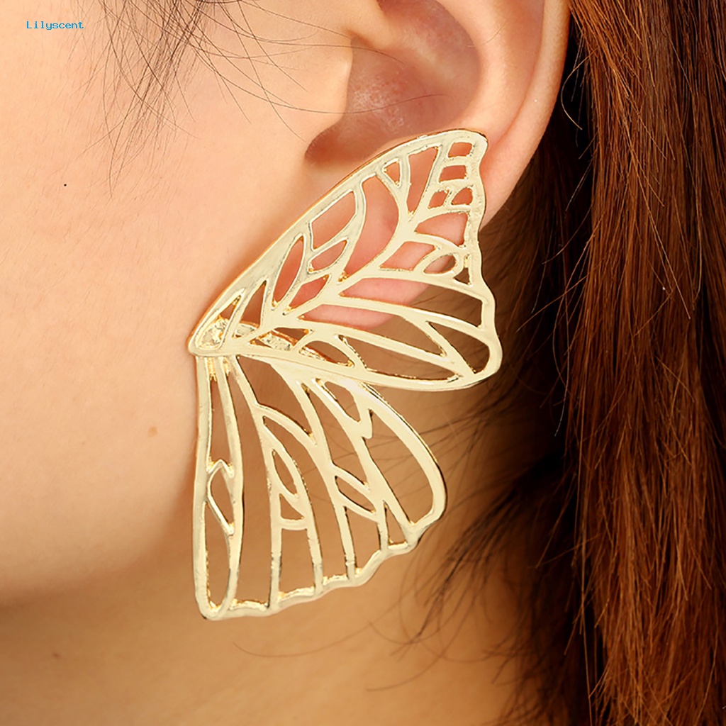 Lilyscent Anting Bentuk Kupu-Kupu Untuk Perjamuan Wanita Fashion Butterfly Menjuntai Stud Earrings Adorable