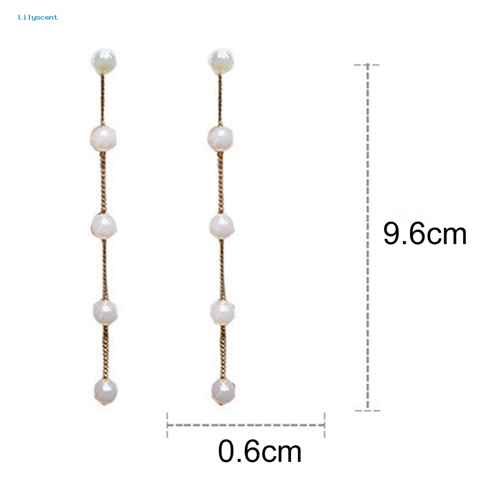 Lilyscent 1pasang Anting Rumbai Menjuntai Untuk Pesta Indah Tindik Mutiara Drop Earrings Kreatif