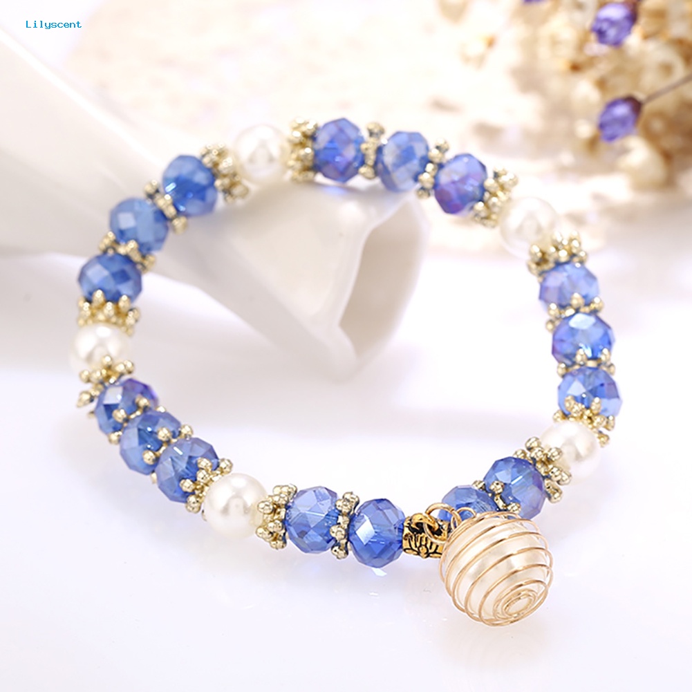 Lilyscent Wanita Manik-Manik Gelang Spiral Mutiara Imitasi Pesona Liontin Elegan Perhiasan Hadiah