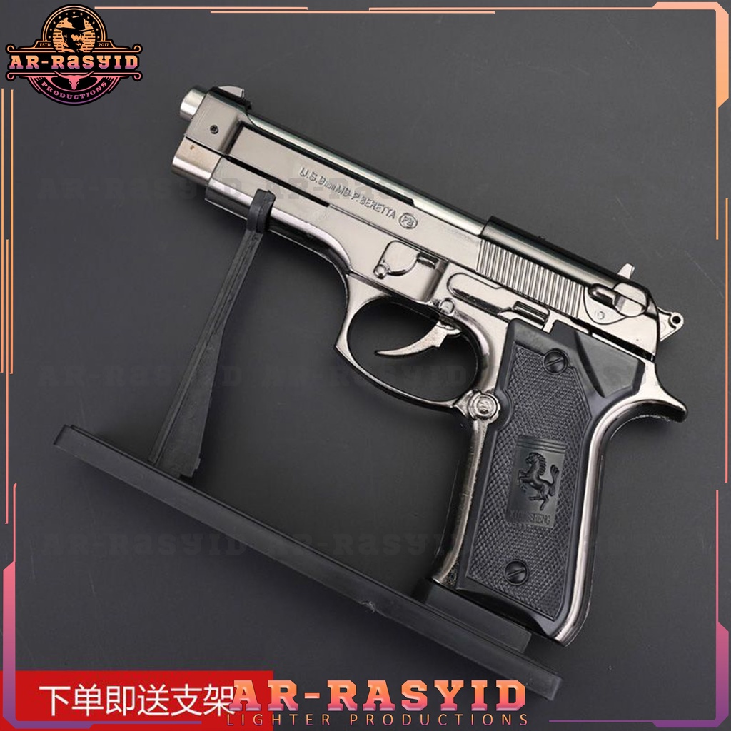 TERBARU! Korek Api Bara Gas Pistol Beretta Baretta M9 Silver dan Black BISA COD!