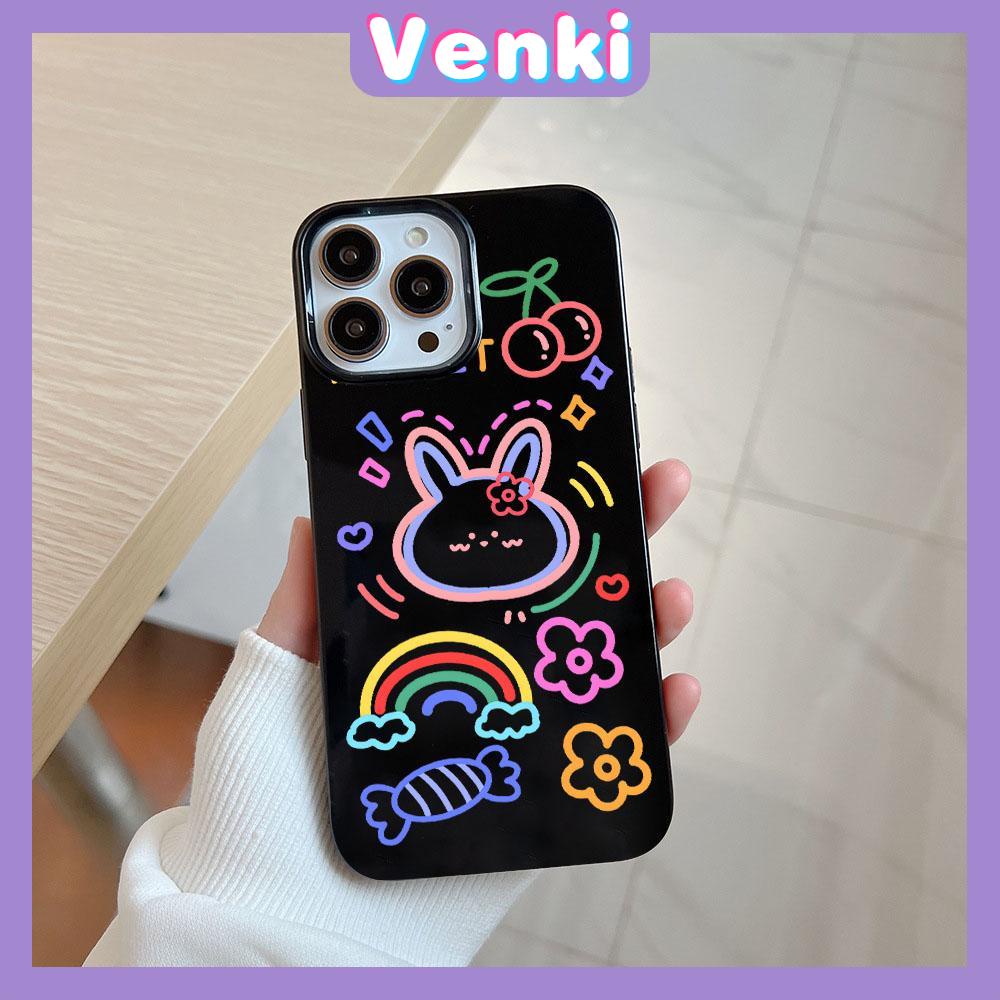 iPhone Case Soft TPU Glossy Black Candy Case Cute Colorful Rabbit Camera Protection Shockproof For iPhone 14 13 12 11 Pro Max 7 8 Plus X XR