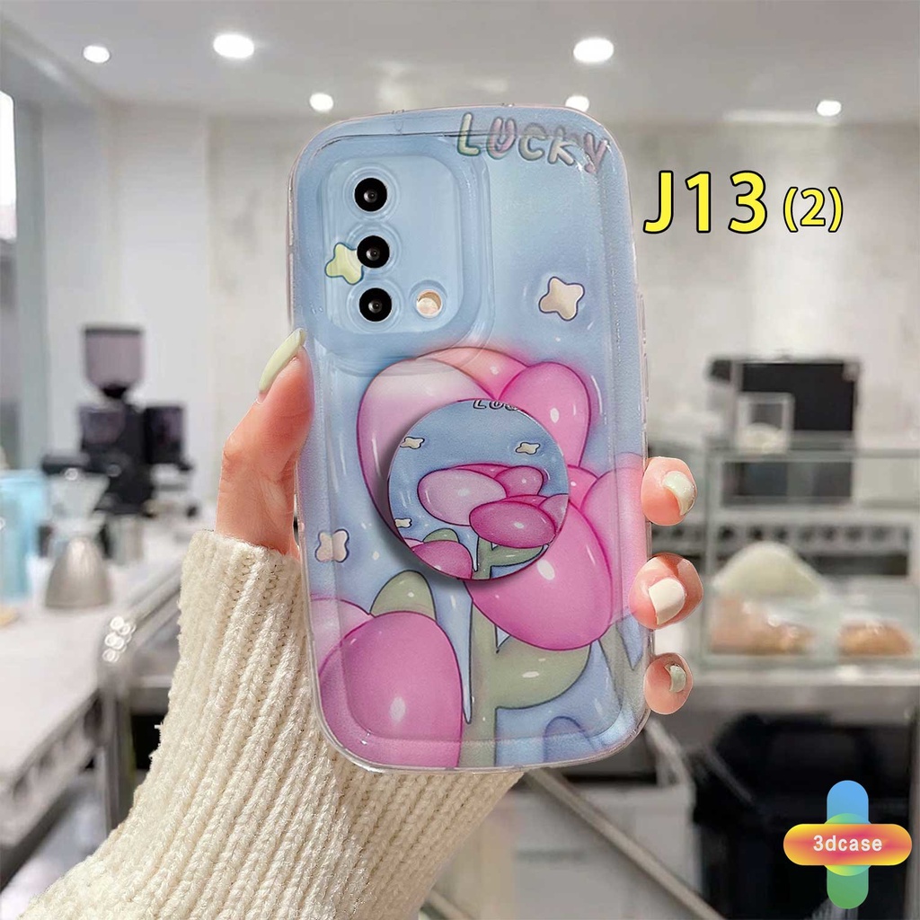 Casing OPPO A17 A17K A16 A95 A57 A16S A77 A57S A57E A55 A7 A15 A54 A5S A3S A76 A96 A5 A9 A31 A53 A33 2020 A77S A12 A12S A1K A16E A16K A54S Reno 7 7Z 8Z 5 4 6 8 5F 5K 4F 4 5 06 Lite A74 A15S A52 Ins Pink Tulip Camera Lens Protection Soap Case With Stand