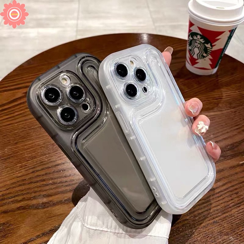 IPHONE Casing Ponsel Bening Penebalan Sederhana Mewah Kompatibel Untuk Iphone11 7plus XR 12 13 14 Pro MAX X XS Max7 8 Plus SE 2020 Shockproof Silicon Bumper Shock Resistant Soft Cover