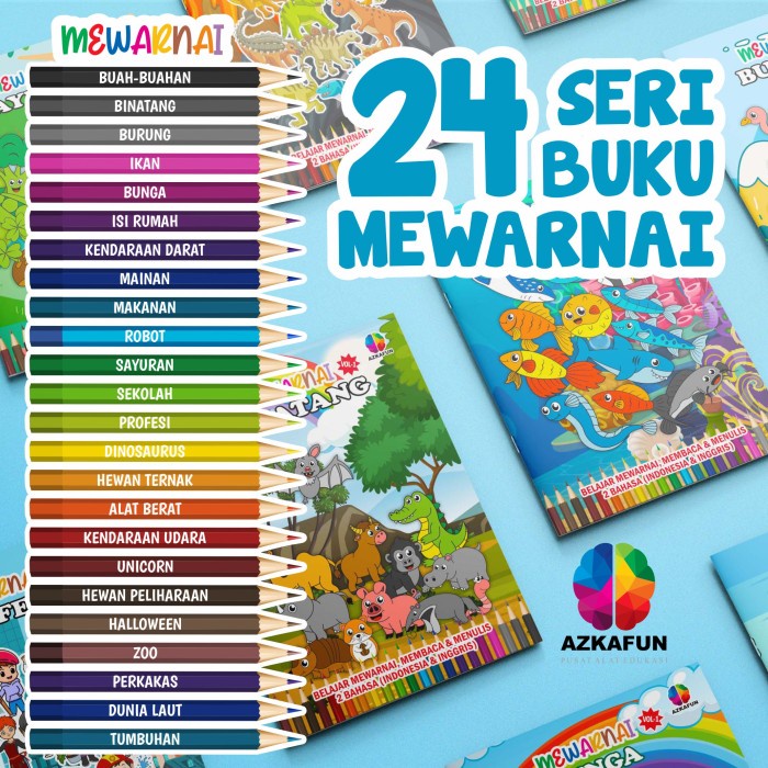 

DN40- PAKET 24 BUKU MEWARNAI VOL 1 Full colour - buku mewarnai anak KODE 212