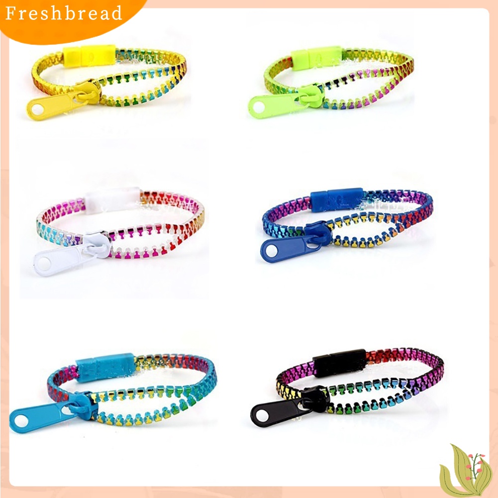 &lt; Freshbread &gt; Warna-Warni Ritsleting Gaya Gelang Pria Wanita Mahasiswa Perhiasan Rantai Tangan Kreatif