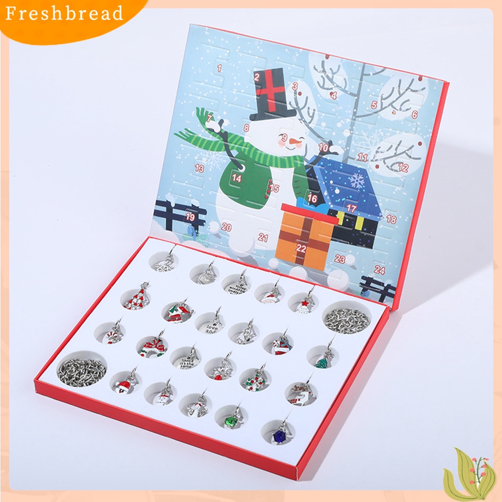 &lt; Freshbread &gt; 2020 Xmas Countdown Calendar Gelang Santa Elk Sock Pendant Jewelry Making Kit