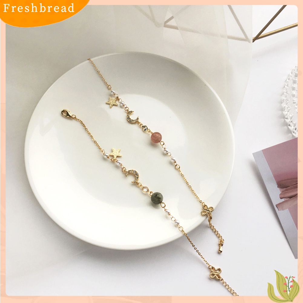 &lt; Freshbread &gt; Fashion Wanita Berlian Imitasi Bintang Bulan Manik Pesona Rantai Gelang Bangle Perhiasan Hadiah