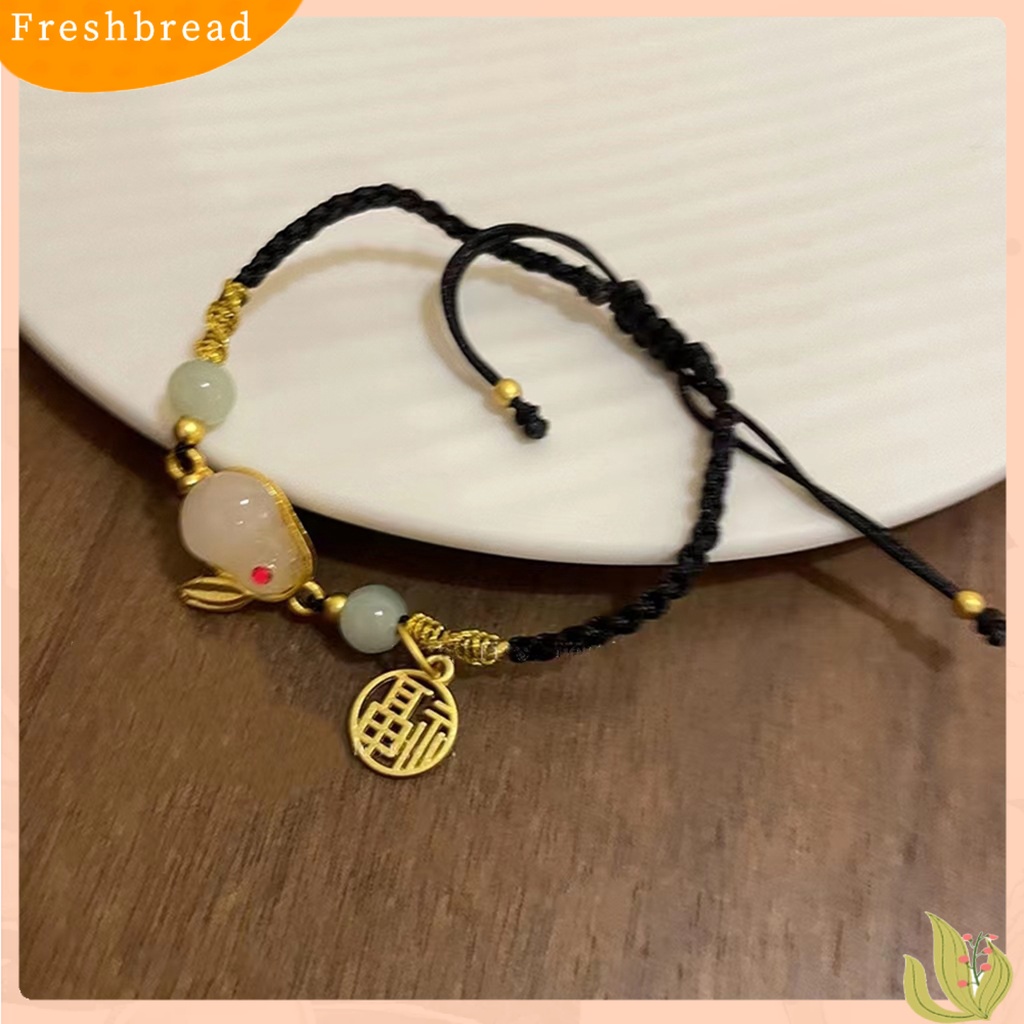 &lt; Freshbread &gt; Wanita Gelang Buatan Tangan Tali Yang Dapat Disesuaikan Pengerjaan Halus Prospek Yang Baik Maskot Pesona Tanda Berkah Multi-Gaya Zodiak Kelinci Beruntung Dikepang Strand Bracelet