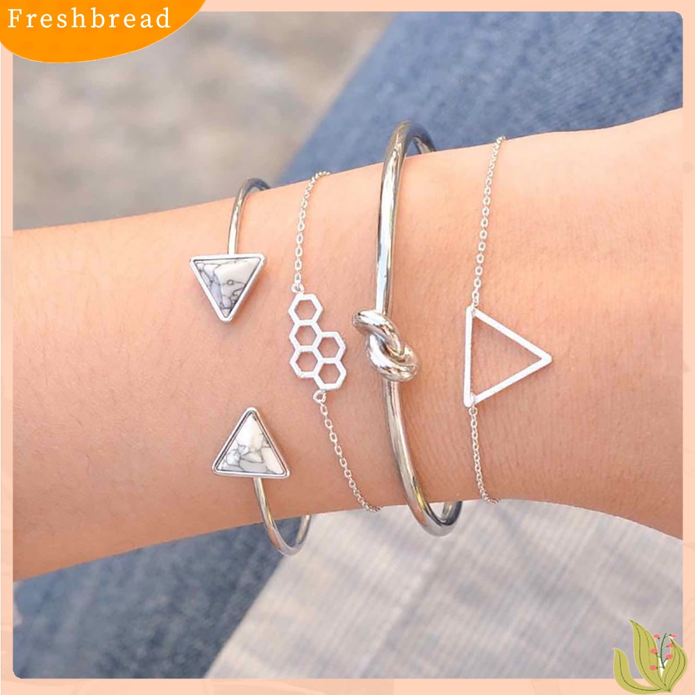 &lt; Freshbread &gt; Multi Layers Jewelry Honeycomb Triangle Knot Bracelet Adjustable Open Bangle