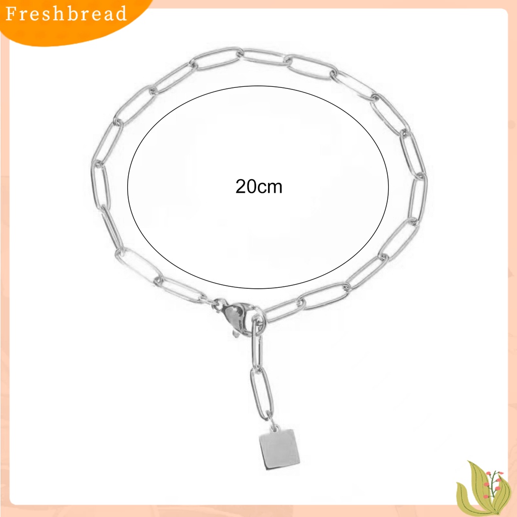 &lt; Freshbread &gt; Gelang Wanita Tidak Luntur Rantai Tebal Eye-catching Semua Pertandingan Hadiah Perhiasan Yang Dapat Disesuaikan Berlapis Emas Wanita Square Pendant Chain Bracelet Dekorasi Untuk Kehidupan Sehari-Hari